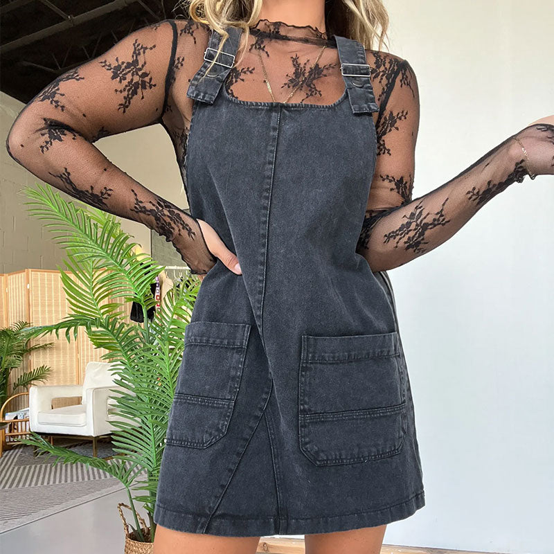 🫶👇Women's Washed Denim Sleeveless Overall Dress💥